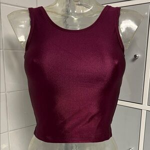 Retro 90s Shiny Spandex Tank Top S NWOT Burgundy